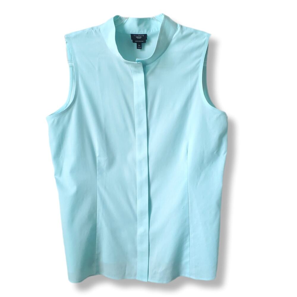 Talbots Sleeveless Wrinkle Resistant Shirt Top 14P Classic Preppy Career NEW